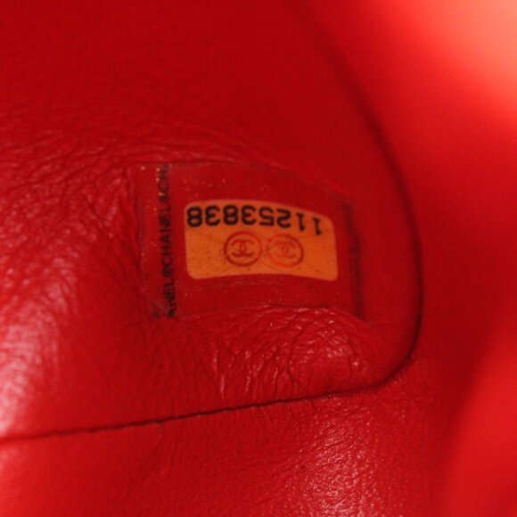 Pre-Owned, Restored CHANEL Perforated Leather Flap Shoulder Bag in Red/Silver - Picture 12 of 16